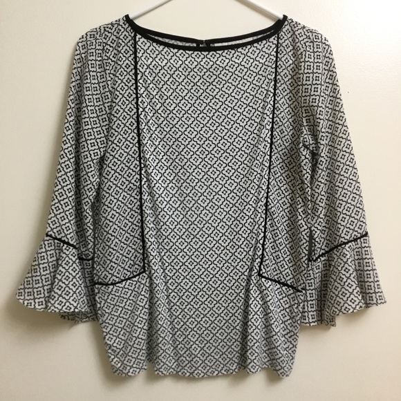 Bishop Sleeve Blouse Black and White top XXSP - Picture 6 of 6
